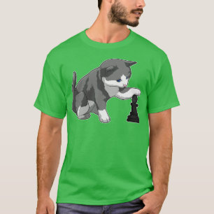 Cat at Chess with Chess piece Bishop T-Shirt