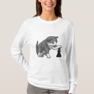 Cat at Chess with Chess piece Bishop T-Shirt