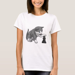 Cat at Chess with Chess piece Bishop T-Shirt