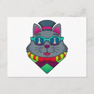 Cat at Chess with Chess piece Pawn Postcard