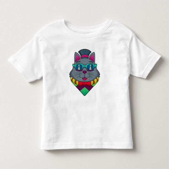 Cat at Chess with Chess piece Pawn Toddler T-Shirt (Front)