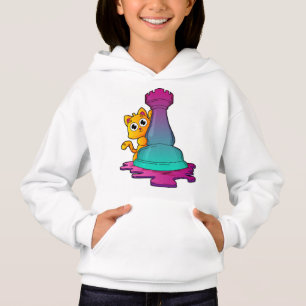 Cat at Chess with Chess piece Rook