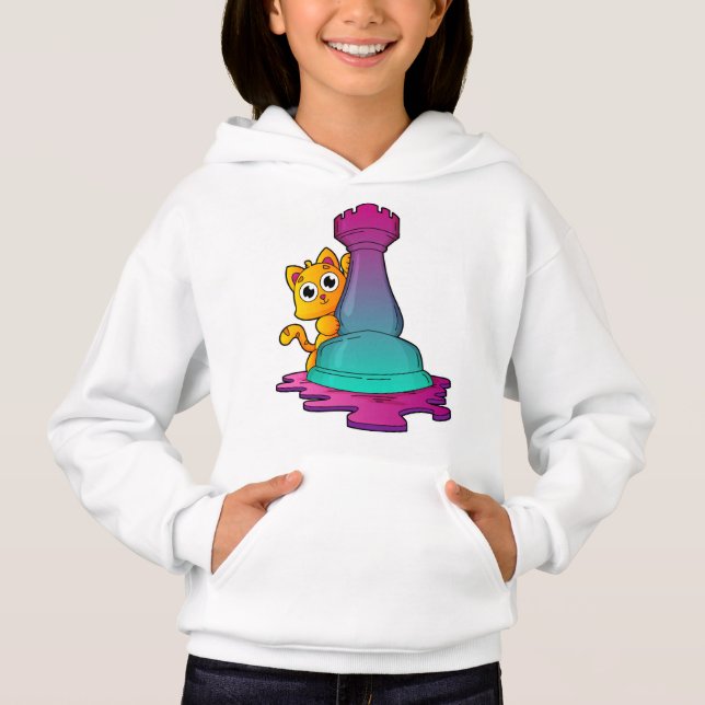Cat at Chess with Chess piece Rook (Front)