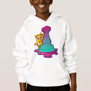Cat at Chess with Chess piece Rook