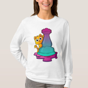 Cat at Chess with Chess piece Rook T-Shirt