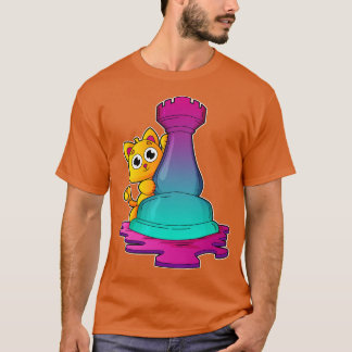 Cat at Chess with Chess piece Rook T-Shirt