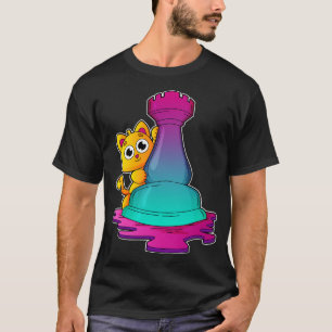 Cat at Chess with Chess piece Rook T-Shirt