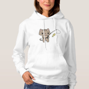 Cat at Fishing with Fishing rod Hoodie