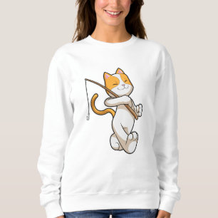 Cat at Fishing with Fishing rod Sweatshirt