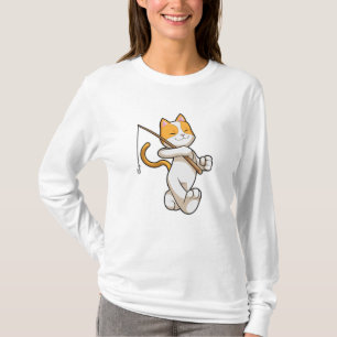 Cat at Fishing with Fishing rod T-Shirt