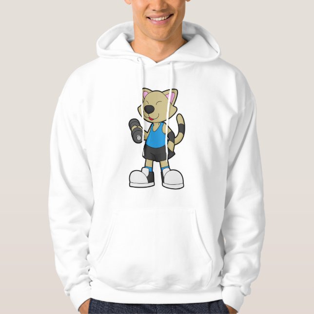 Cat at Fitness with Dumbbell Hoodie (Front)