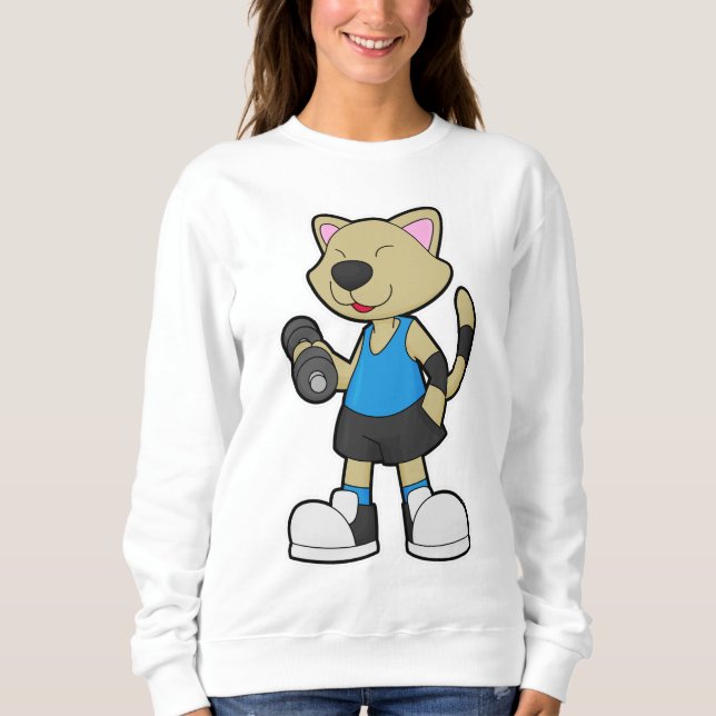 Cat at Fitness with Dumbbell Sweatshirt (Front)