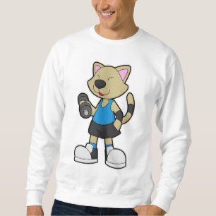 Cat at Fitness with Dumbbell Sweatshirt