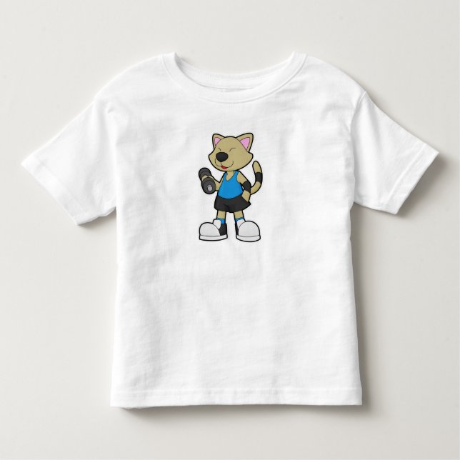 Cat at Fitness with Dumbbell Toddler T-Shirt (Front)