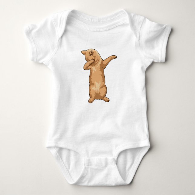 Cat at Hip Hop Dance Dab Baby Bodysuit (Front)