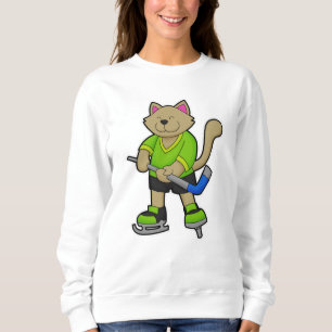 Cat at Hockey with Hockey stick Sweatshirt