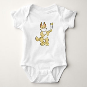 Cat at Ice hockey with Ice hockey stick Baby Bodysuit