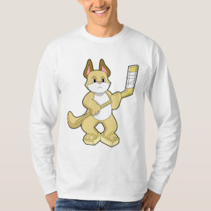 Cat at Ice hockey with Ice hockey stick T-Shirt