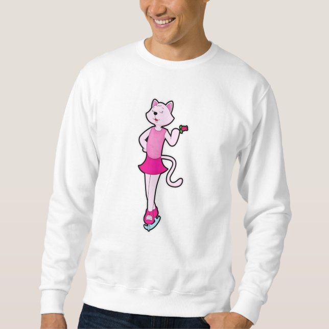 Cat at Ice skating with Flower Sweatshirt (Front)