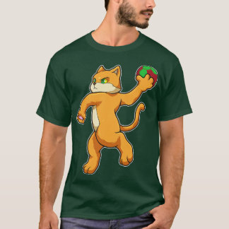 Cat at Jumping throw with Handball T-Shirt
