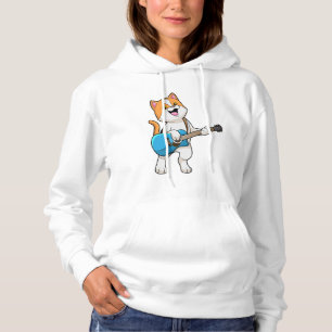Cat at Music with Guitar Hoodie