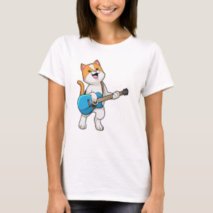 Cat at Music with Guitar T-Shirt