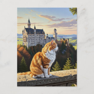 Cat at Neuschwanstein Castle Germany Travel Postcard