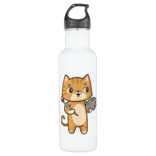 Cat at Painting with Colour & Brush 710 Ml Water Bottle