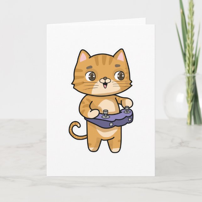 Cat at Playing with Controller Card (Front)