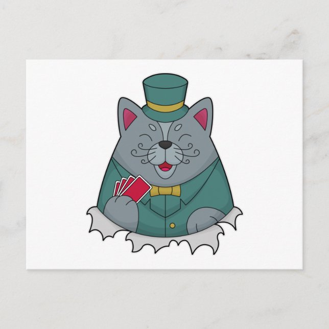 Cat at Poker with Poker cards (Front)