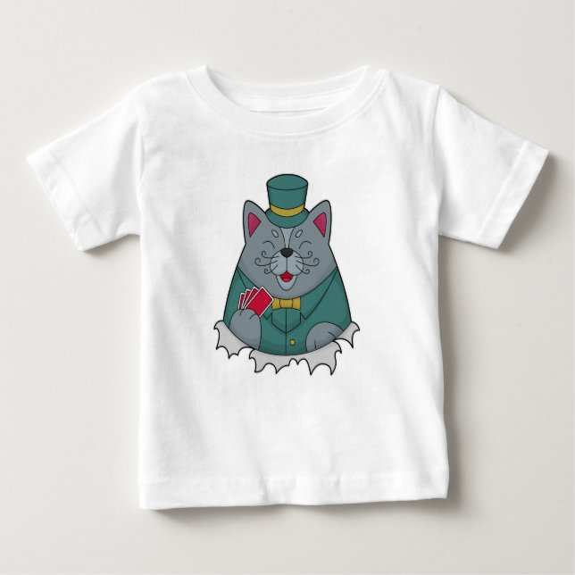 Cat at Poker with Poker cards Baby T-Shirt (Front)