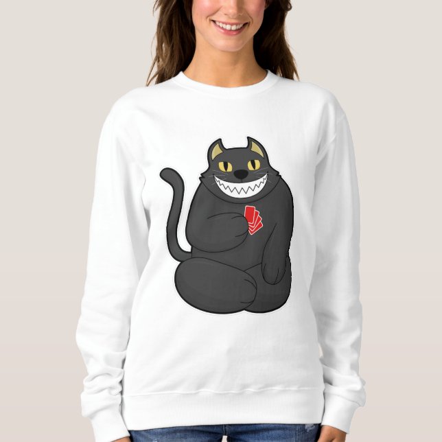Cat at Poker with Poker cards Sweatshirt (Front)