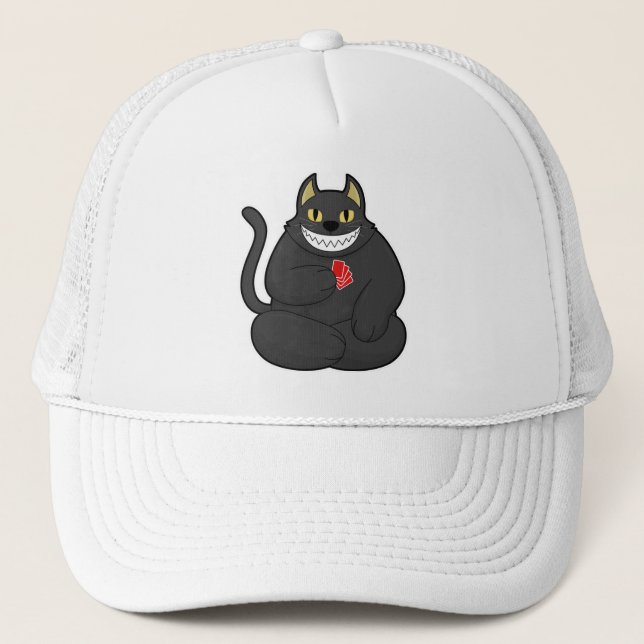 Cat at Poker with Poker cards Trucker Hat (Front)