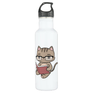 Cat at Reading with Book 710 Ml Water Bottle