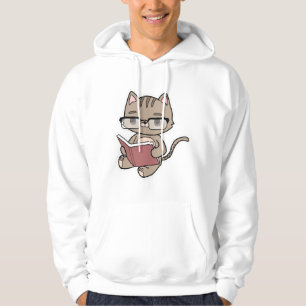 Cat at Reading with Book Hoodie