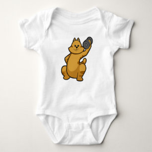 Cat at shoulder training with Dumbbell Baby Bodysuit