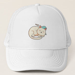 Cat at Sleeping with Nightcap Trucker Hat