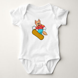 Cat at Snowboard Sports Baby Bodysuit