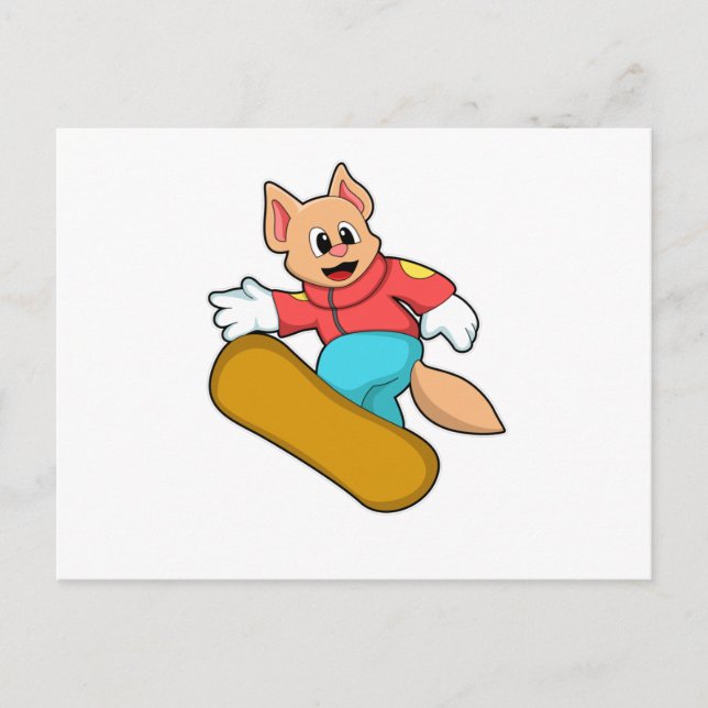 Cat at Snowboard Sports Postcard (Front)