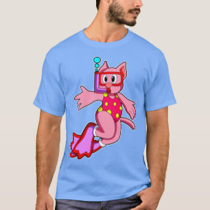 Cat at Swimming with Swimming goggles T-Shirt