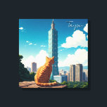 Cat at Taipei 101 Taiwan Canvas Print<br><div class="desc">Taipei, the bustling capital of Taiwan, is a dynamic city that seamlessly blends modern innovation with rich cultural heritage. Dominated by the iconic Taipei 101, once the tallest building in the world, the city’s skyline is a testament to its economic and architectural progress. Taipei is a hub of vibrant street...</div>