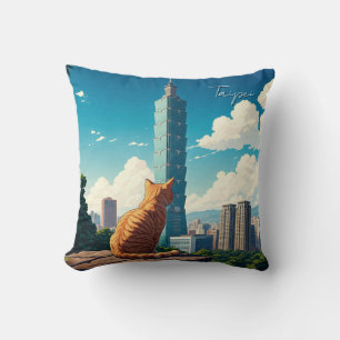 Cat at Taipei 101 Taiwan Cushion