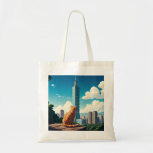 Cat at Taipei 101 Taiwan Tote Bag