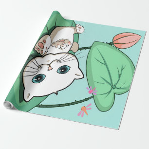 Cat At The Leaf, Funny Cat Kitten Gift Idea Wrapping Paper