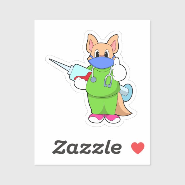 Cat at Vaccination with Syringe (Sheet)