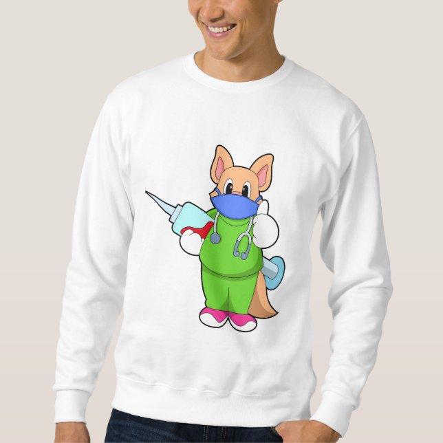 Cat at Vaccination with Syringe Sweatshirt (Front)