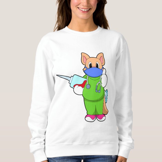 Cat at Vaccination with Syringe Sweatshirt (Front)