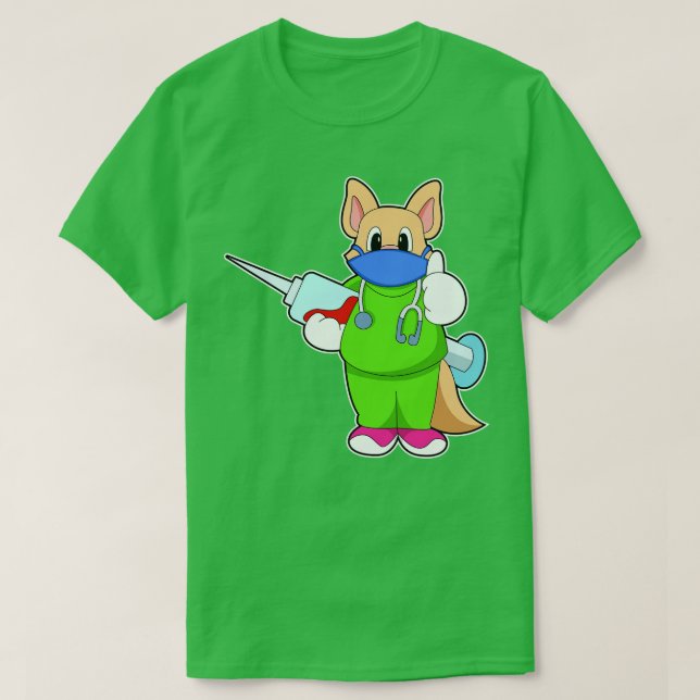 Cat at Vaccination with Syringe T-Shirt (Design Front)