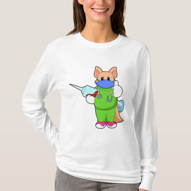 Cat at Vaccination with Syringe T-Shirt (Front)