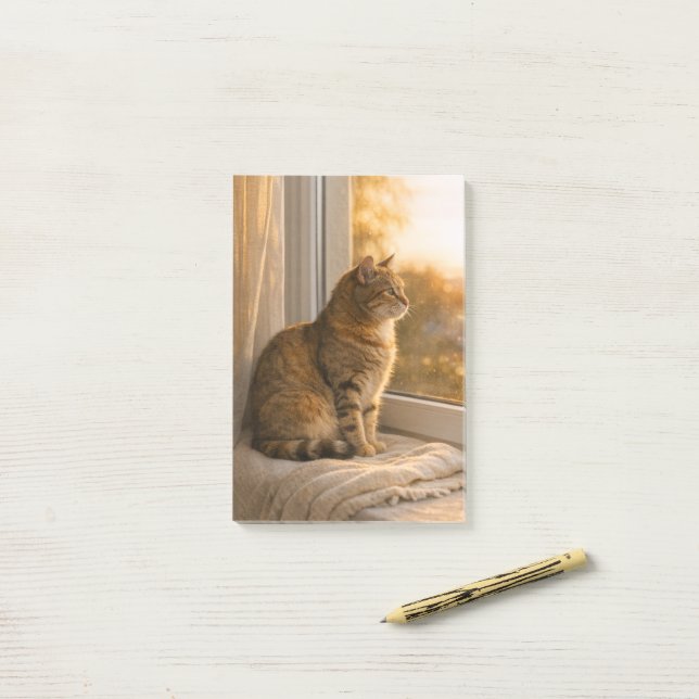  Cat at Window Veterinary 4" × 6" Post‑It® Notes (On Desk)